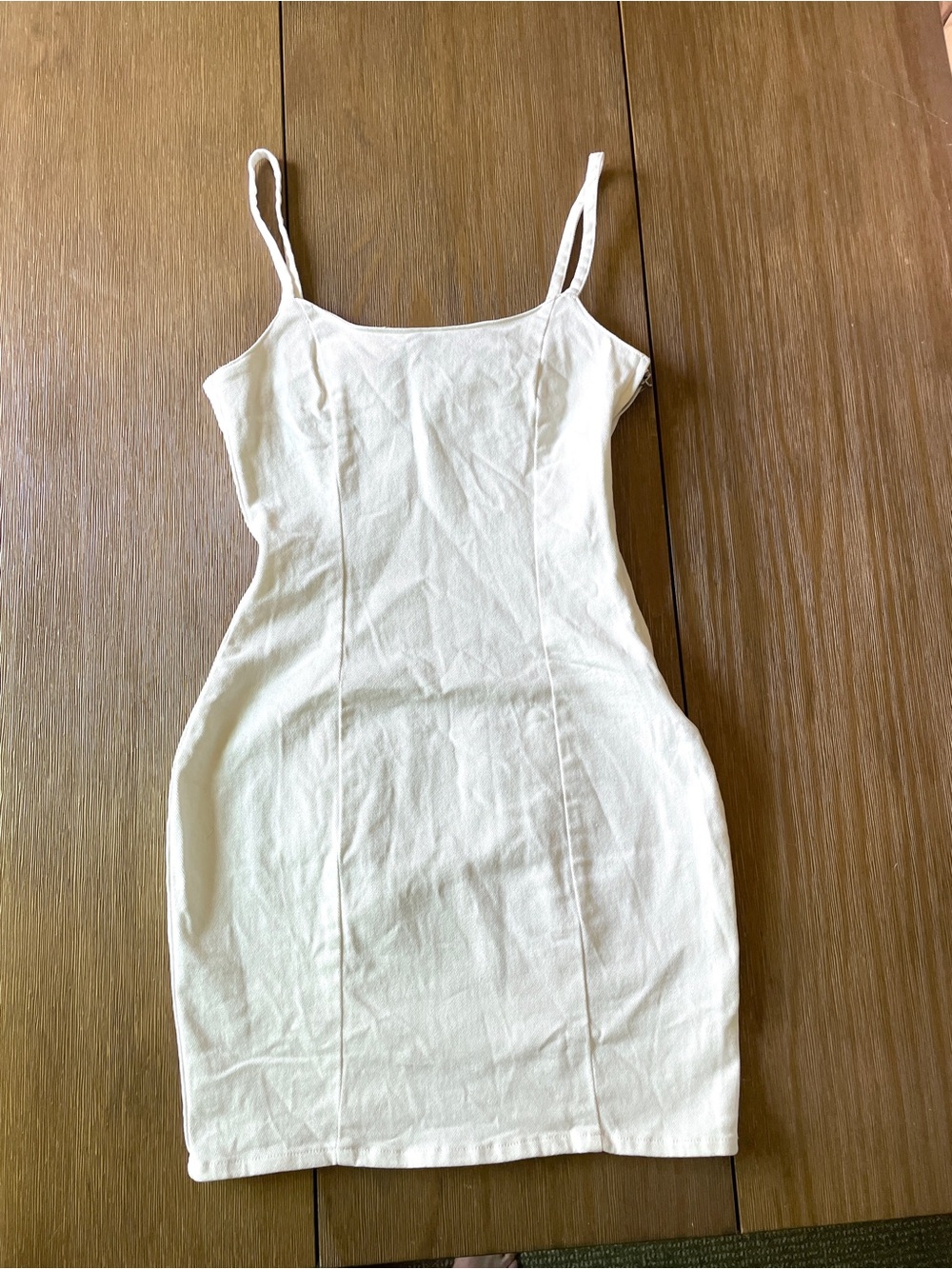 White Denim Bodycon Dress 98% Cotton